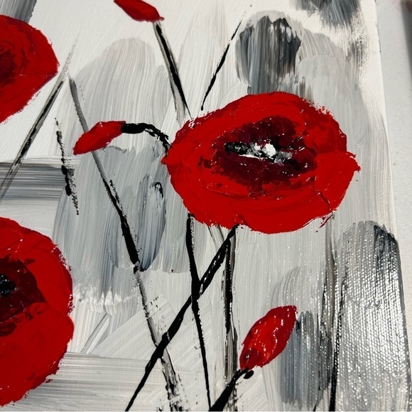 Original Artwork Acrylics on Canvas Red Poppies - Picture 10 of 15